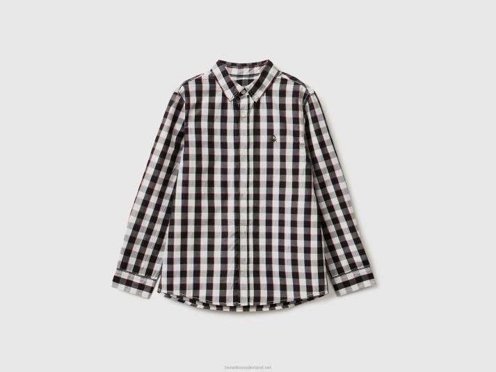 kinderen Benetton sportief overhemd van 100% katoen zwart 4R621755