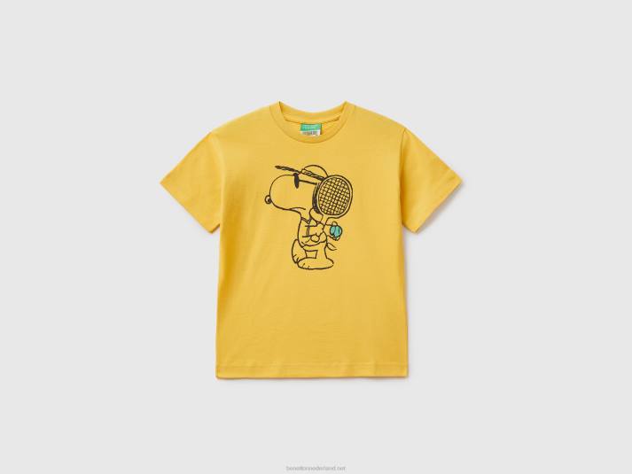 kinderen Benetton t-shirt met pindaprint mosterd 4R621730