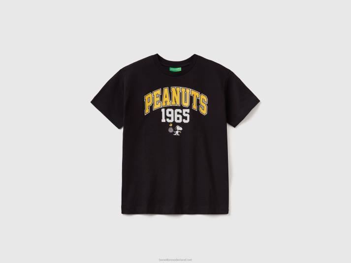 kinderen Benetton t-shirt met pindaprint zwart 4R621699