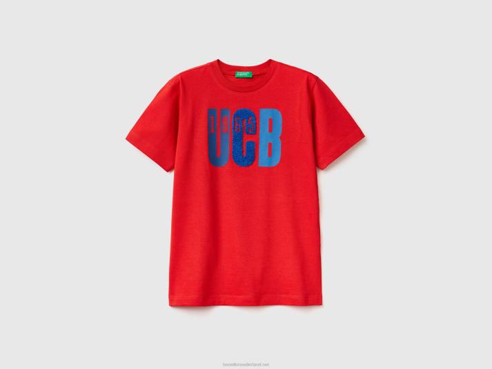 kinderen Benetton t-shirt met print en borduursel rood 4R621776
