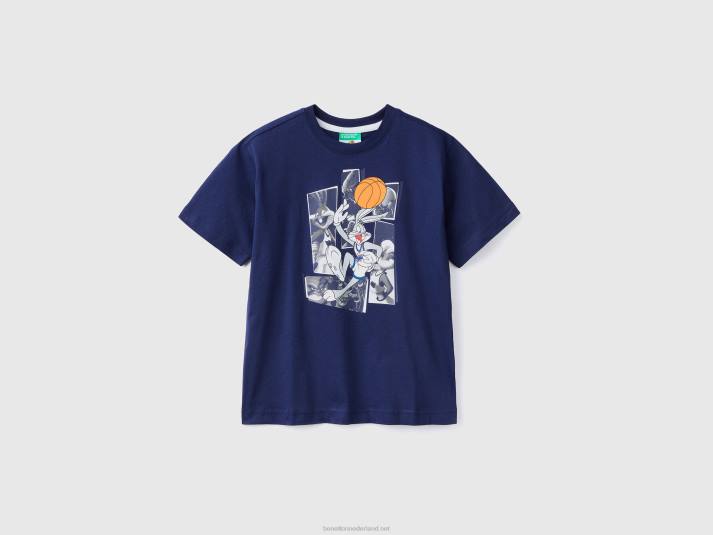 kinderen Benetton t-shirt met space jam fotoprint donkerblauw 4R621798