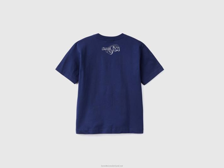 kinderen Benetton t-shirt met space jam fotoprint donkerblauw 4R621798