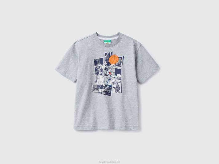 kinderen Benetton t-shirt met space jam fotoprint lichtgrijs 4R621761