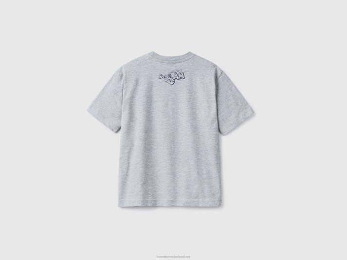 kinderen Benetton t-shirt met space jam fotoprint lichtgrijs 4R624816