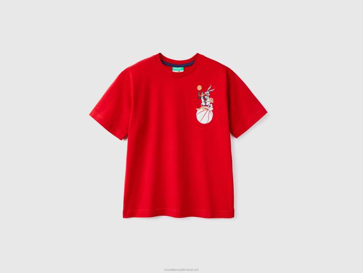 kinderen Benetton t-shirt met space jam fotoprint rood 4R621728
