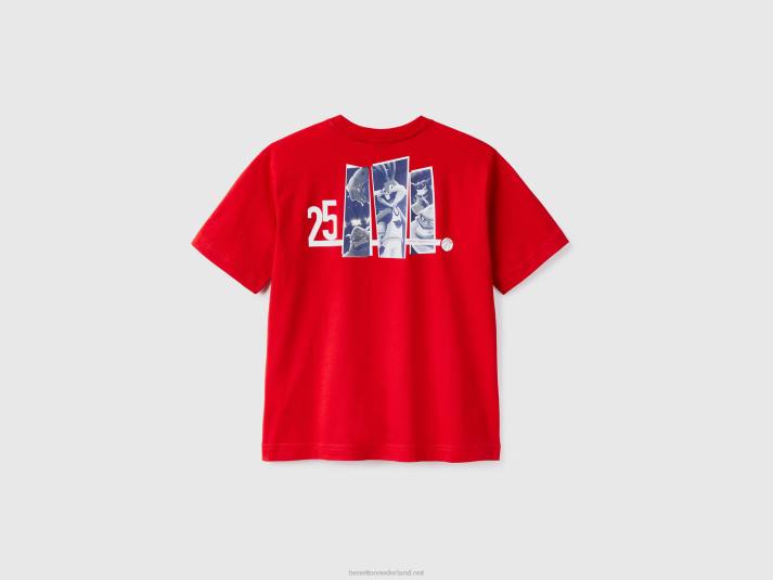 kinderen Benetton t-shirt met space jam fotoprint rood 4R621728