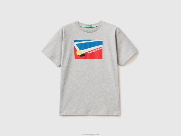 kinderen Benetton t-shirt met tennisprint lichtgrijs 4R621790
