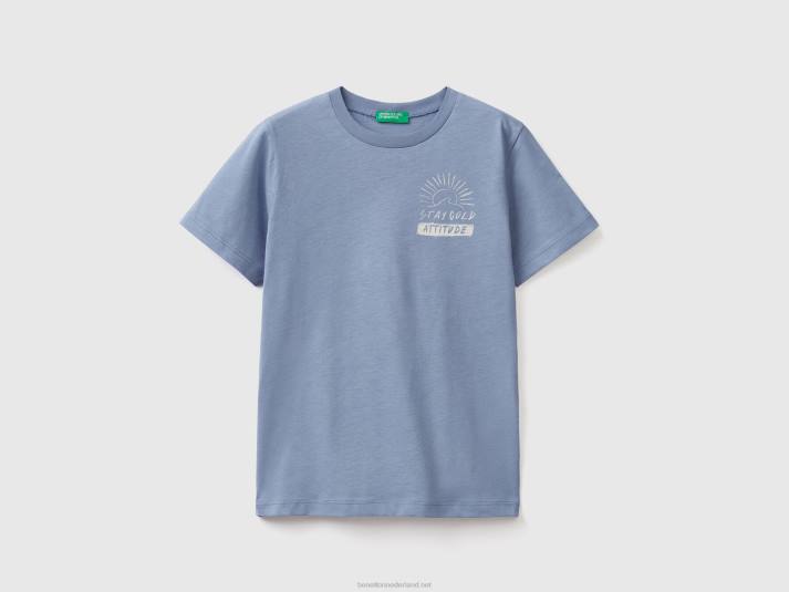 kinderen Benetton t-shirt van zuiver katoen met print luchtmacht blauw 4R621783
