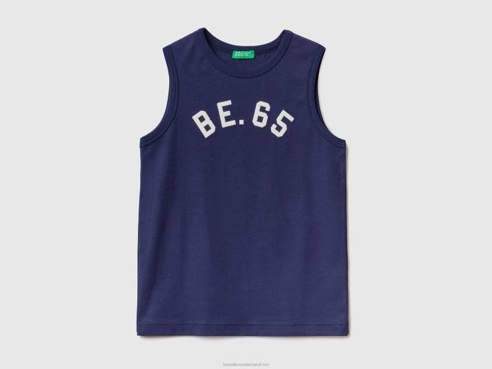 kinderen Benetton tanktop van 100% biologisch katoen met logo donkerblauw 4R621700