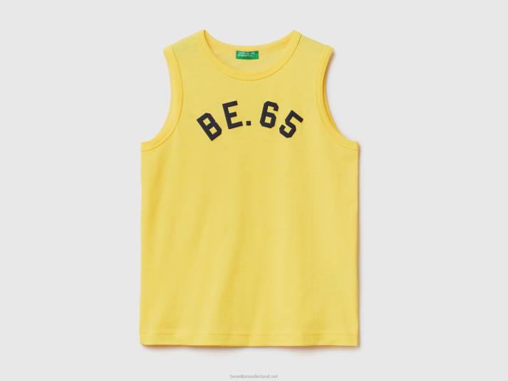kinderen Benetton tanktop van 100% biologisch katoen met logo geel 4R624819