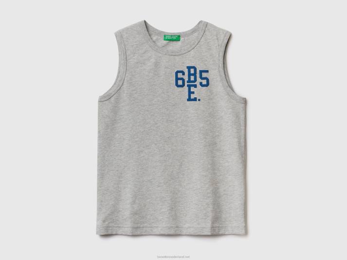 kinderen Benetton tanktop van 100% biologisch katoen met logo lichtgrijs 4R621703