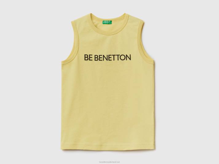 kinderen Benetton tanktop van 100% biologisch katoen met logo limoen 4R621765