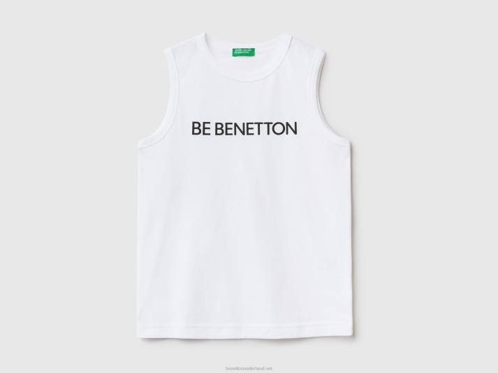 kinderen Benetton tanktop van 100% biologisch katoen met logo wit 4R621666