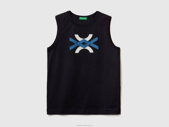 kinderen Benetton tanktop van 100% biologisch katoen met logo zwart 4R621732