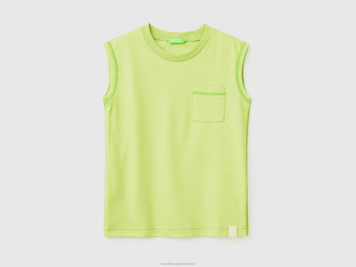 kinderen Benetton tanktop van gerecyclede stof Neon Geel 4R621664