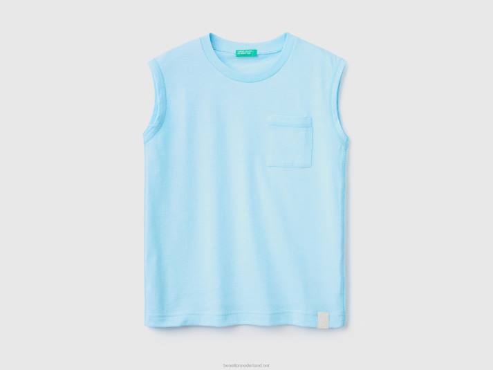 kinderen Benetton tanktop van gerecyclede stof neon hemelsblauw 4R621694