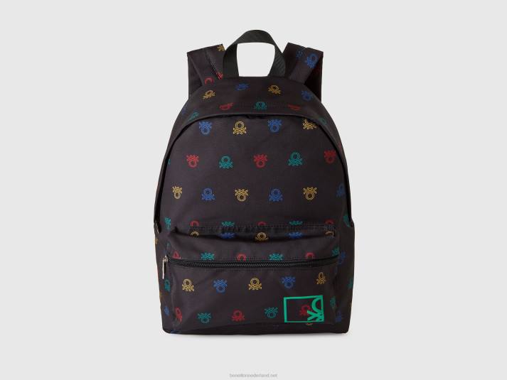 kinderen Benetton Rugzak met logopatroon van nylon zwart 4R622070