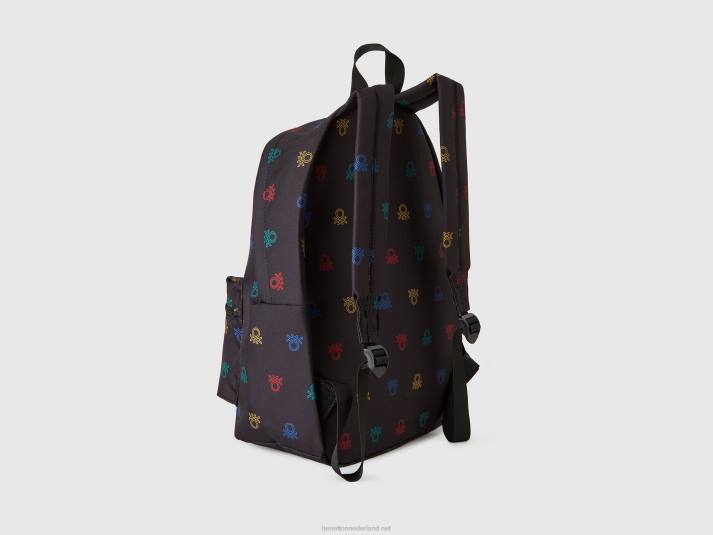 kinderen Benetton Rugzak met logopatroon van nylon zwart 4R622070