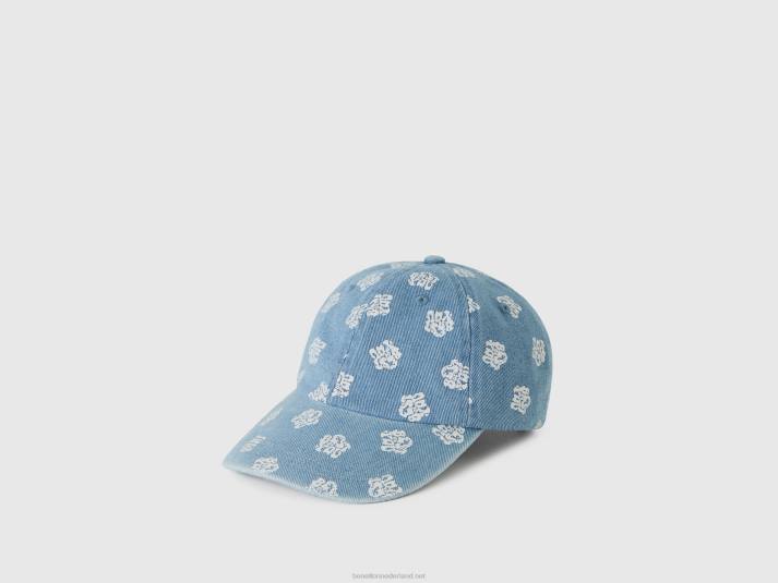 kinderen Benetton pet met patroon in denimlook lichtblauw 4R622810