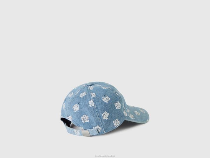 kinderen Benetton pet met patroon in denimlook lichtblauw 4R622810