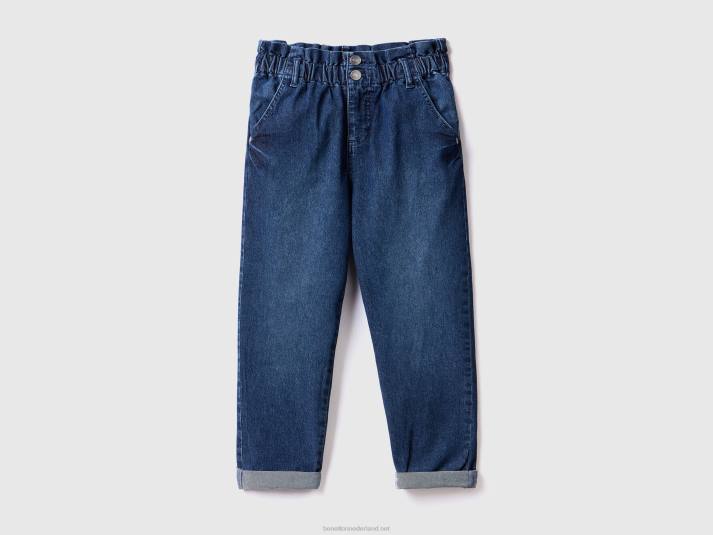 kinderen Benetton baggy fit jeans met gerimpelde taille blauw 4R625487