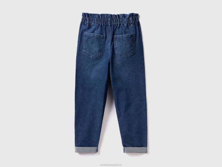 kinderen Benetton baggy fit jeans met gerimpelde taille blauw 4R625487