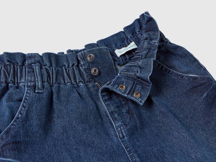 kinderen Benetton baggy fit jeans met gerimpelde taille blauw 4R625487