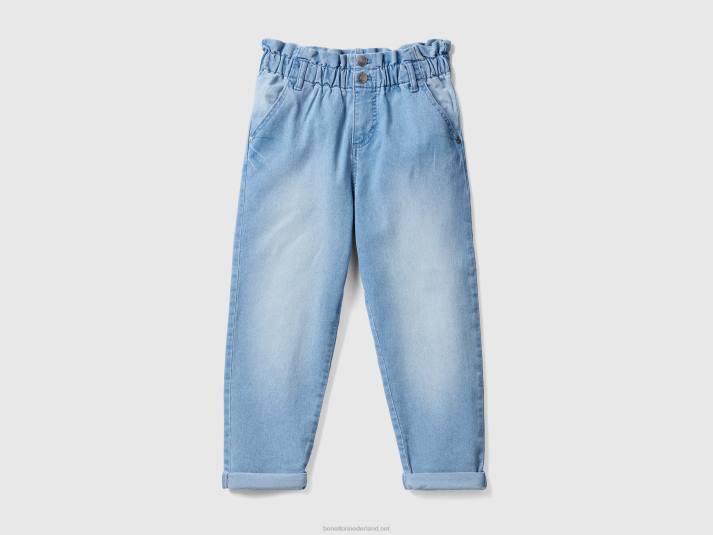 kinderen Benetton baggy fit jeans met gerimpelde taille lichtblauw 4R622646