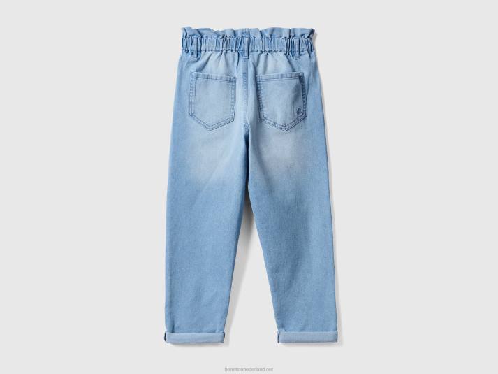kinderen Benetton baggy fit jeans met gerimpelde taille lichtblauw 4R622646