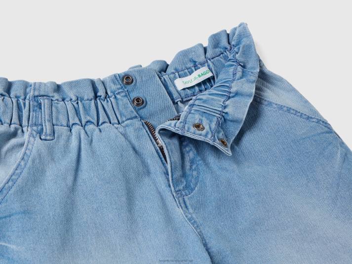 kinderen Benetton baggy fit jeans met gerimpelde taille lichtblauw 4R622646