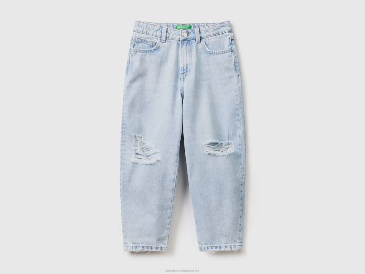 kinderen Benetton baggy fit jeans met scheuren lichtblauw 4R622654