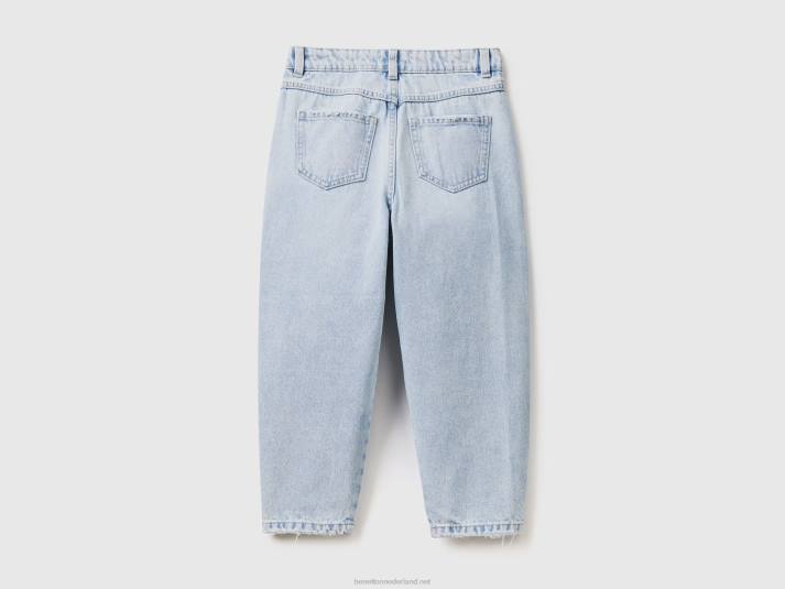 kinderen Benetton baggy fit jeans met scheuren lichtblauw 4R625438