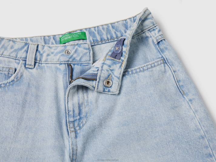 kinderen Benetton baggy fit jeans met scheuren lichtblauw 4R625438