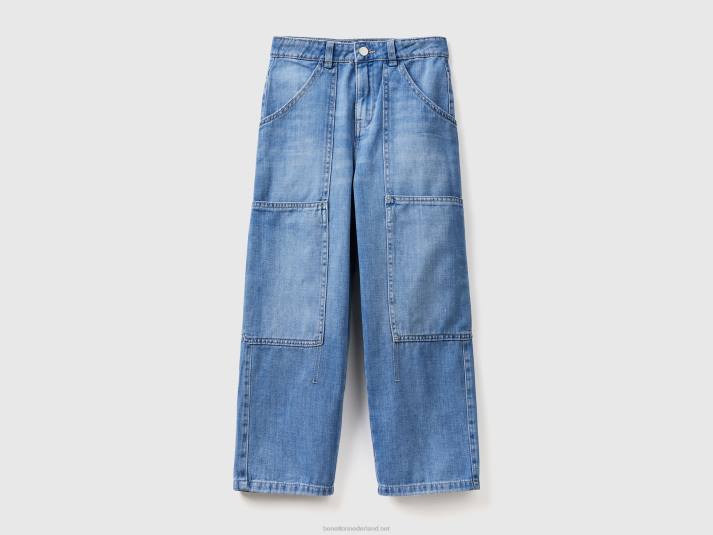 kinderen Benetton cargojeans met wijde pijpen lichtblauw 4R622717