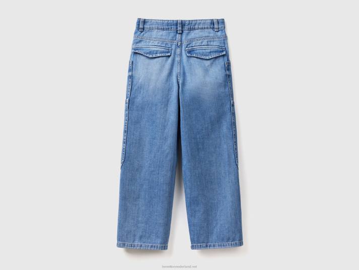 kinderen Benetton cargojeans met wijde pijpen lichtblauw 4R622717