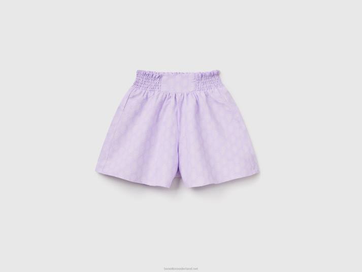 kinderen Benetton gedessineerde short van linnenmix lavendel 4R622676
