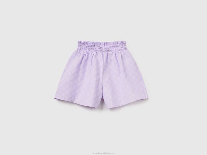 kinderen Benetton gedessineerde short van linnenmix lavendel 4R625429