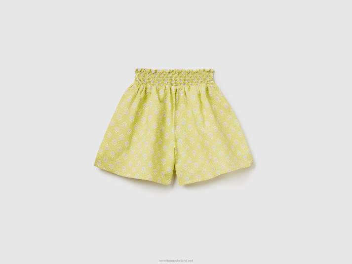 kinderen Benetton gedessineerde short van linnenmix limoen 4R625445