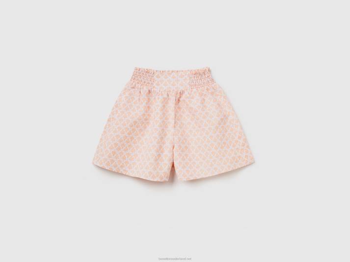 kinderen Benetton gedessineerde short van linnenmix wit 4R622643