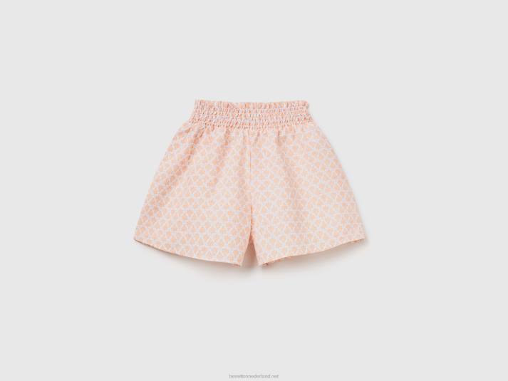 kinderen Benetton gedessineerde short van linnenmix wit 4R625456