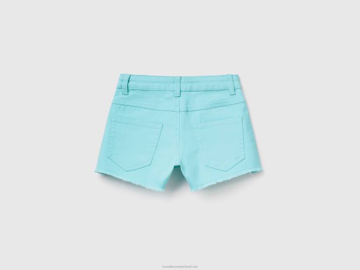 kinderen Benetton gerafelde short met hoge taille lichtblauw 4R625446
