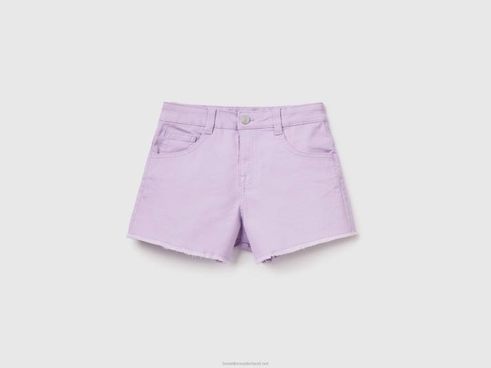 kinderen Benetton gerafelde short met hoge taille lila 4R625470