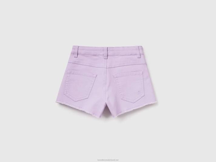 kinderen Benetton gerafelde short met hoge taille lila 4R625470