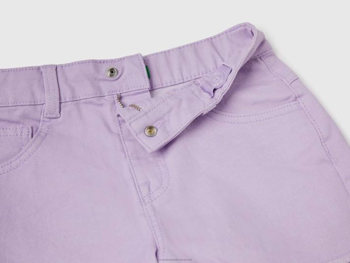 kinderen Benetton gerafelde short met hoge taille lila 4R625470