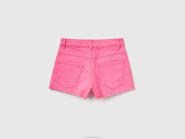 kinderen Benetton gerafelde short met hoge taille roze 4R622682