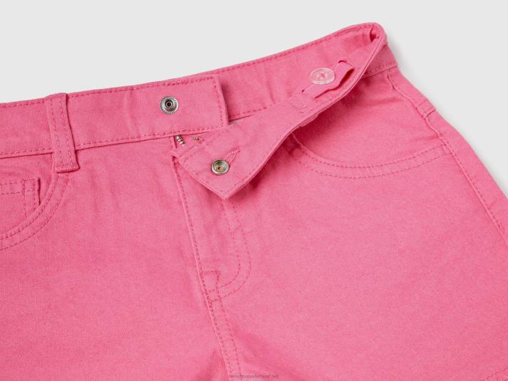 kinderen Benetton gerafelde short met hoge taille roze 4R622682