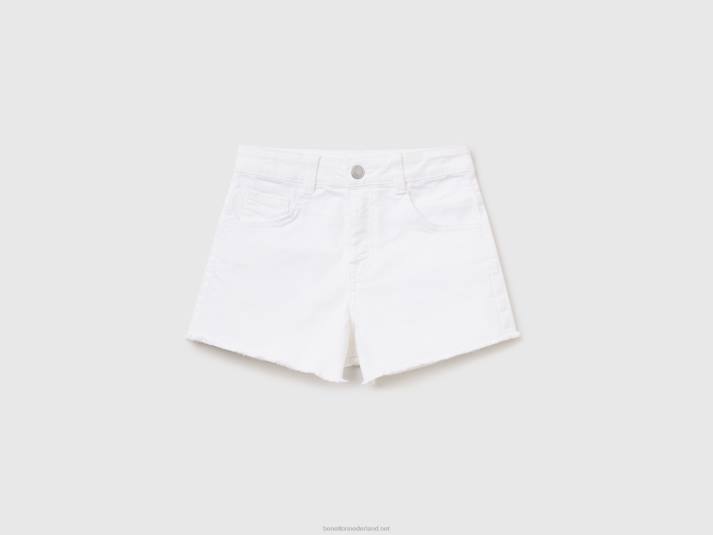 kinderen Benetton gerafelde short met hoge taille wit 4R625430
