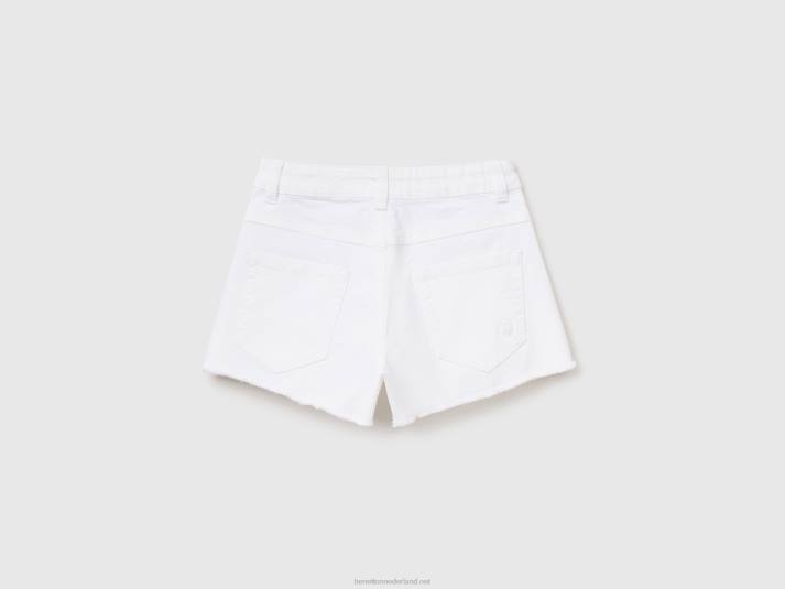 kinderen Benetton gerafelde short met hoge taille wit 4R625430