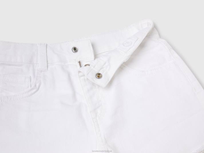 kinderen Benetton gerafelde short met hoge taille wit 4R625430