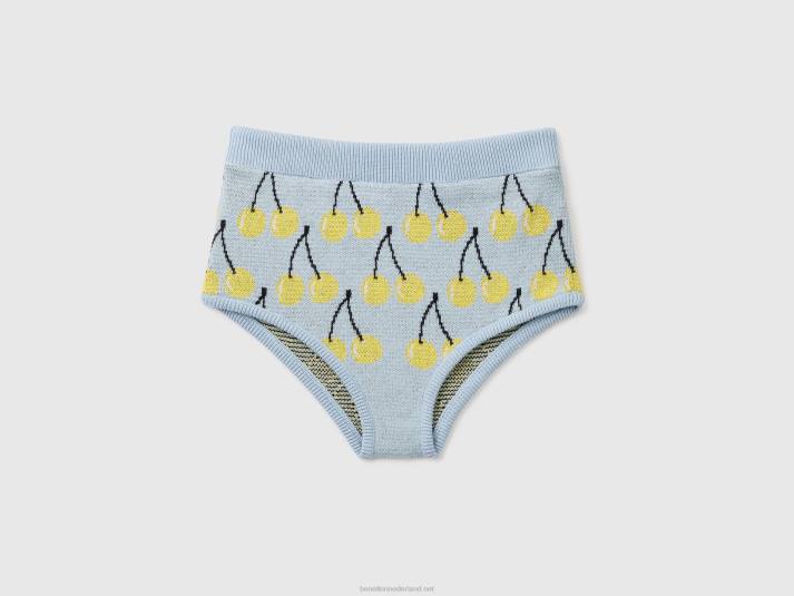 kinderen Benetton hemelsblauwe culotte met kersenpatroon hemelsblauw 4R625448
